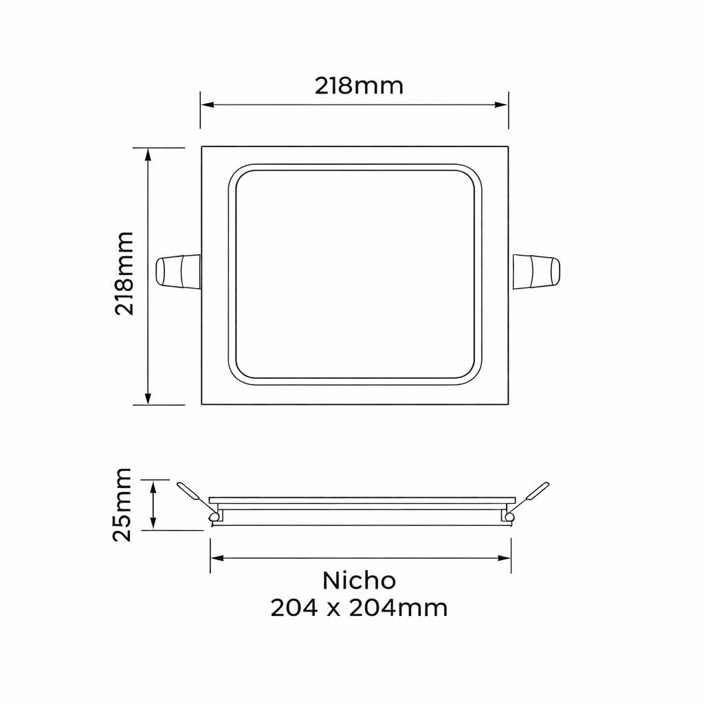 Painel Luminária de Embutir LED Eco Quadrado 4000K 18W Bivolt Opus OPS 30142 - 21,8cm x 21,8cm x 2,5cm, alumínio branco