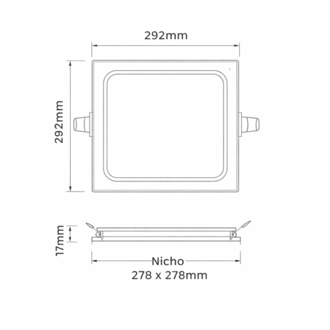 Painel Luminária de Embutir LED Eco Quadrado 4000K 24W Bivolt (L) 29,2cm x (P) 29,2cm Alumínio Branco - Opus OPS 30159